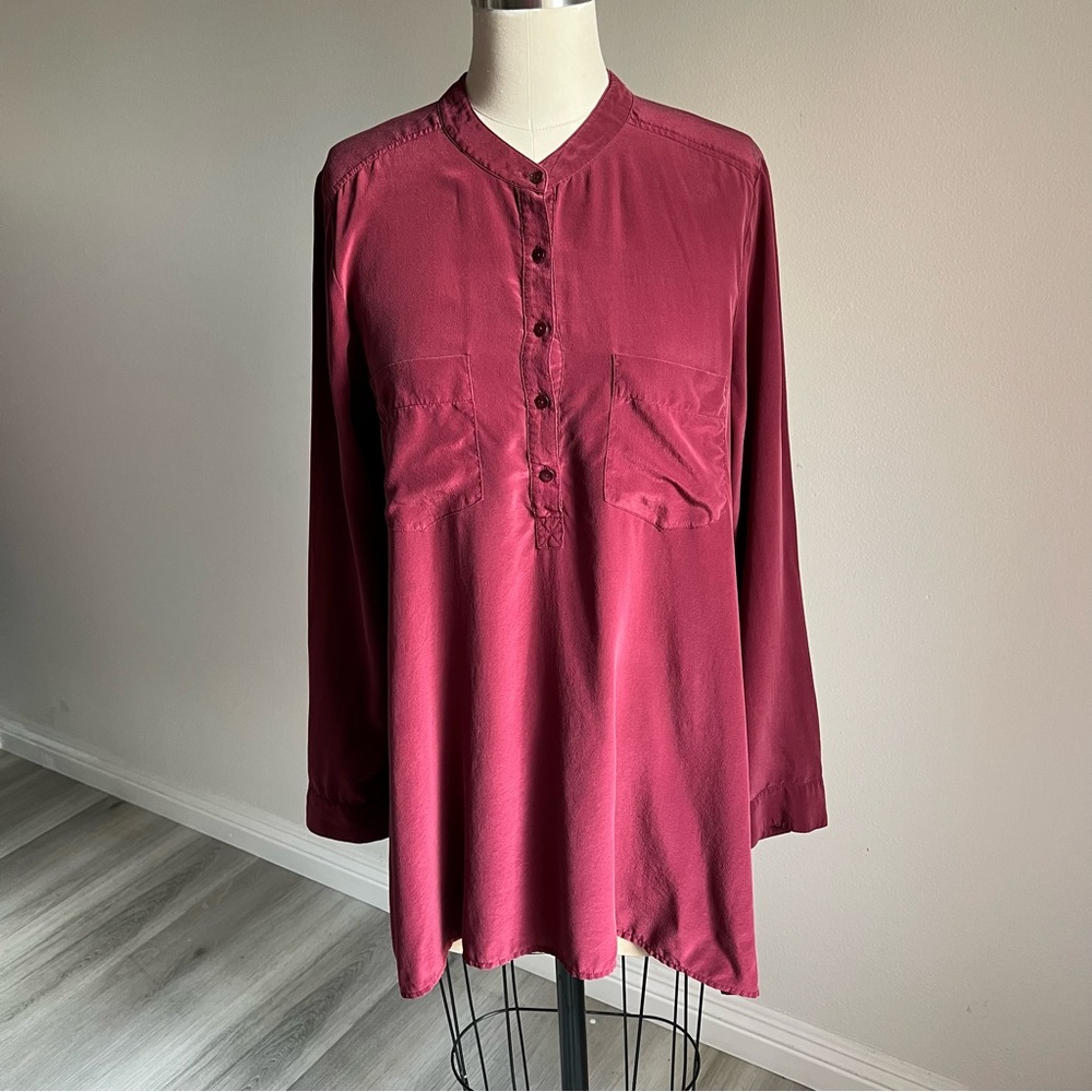 Eileen Fisher Silk Small Burgundy/Maroon Blouse Shirt